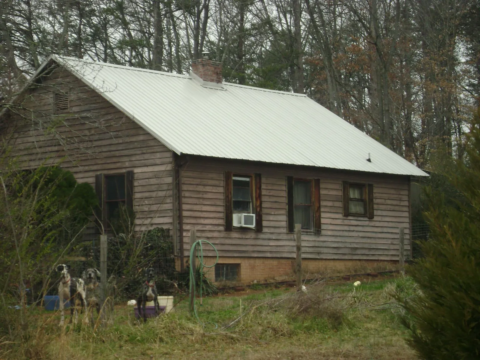 White metal roof on an old wood sided farmhouse, from a Metal Roof Installation job in Sopchoppy